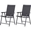 Outsunny Set 2 Sedie da Giardino Pieghevoli con Braccioli, in Metallo e Texteline, 58x64x94cm, Nero | Aosom Italy