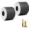 Lunpoem 2 PCS Fibra di Carbonio per Auto 3cm x 5m, Strisce Protettive Adesive per Soglie Portiere Auto, Protezione Paraurti Antigraffio con Spatola e Raschietto, Impermeabile e Resistente