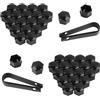 kwinfei 40 Pezzi Copri Bulloni Copridado 17mm, Copribulloni Universali, Tappi Ruote Auto con Strumento Rimozione, Copri Bulloni Auto Antiruggine Copridado Ruota Esagonale Nero