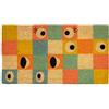 Fisura - Zerbino originale "occhi" in cocco con base antiscivolo in PVC. Zerbino per ingresso casa. Zerbino a quadri. Dipinto a mano. Misure: 70 cm x 40 cm