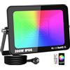 RIGIDON 200W Faretto LED RGB Smart, 20000LM Inteligente Proiettore Faro RGBW con controllato APP, Impermeabile luce di inondazione multicolore Interna ed Esterna per giardino palco partito
