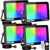 RIGIDON 4x 100W Faretto Led RGB Smart, 10000LM Faretti Led Colori con Spina