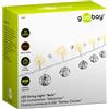 goobay 57949 - Catena luminosa a LED con funzione timer, per interni, con 10 LED + campanelle + stelle - Bianco caldo (3000 K) - IP20-1,3 m