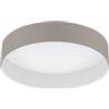 Eglo Lampada da soffitto LED Pasteri, lampada da soffitto in tessuto per camera da letto, lampada da soggiorno in tessuto e plastica color taupe e bianco, Ø 32 cm