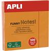 APLI 11900 - Foglietti adesivi Funny 75 x 75 mm blocco da 100 fogli colore arancione fluo