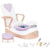 Our Generation Yay, Spa Day!, playset sedia da salone con suoni | Playset spa per bambole da 46 cm con poltrona con suoni, sgabello, vassoio pieghevole e accessori manicure, 3+ anni