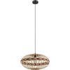 Eglo lampada a sospensione Dondarrion, 1 fiamma vintage, stile scandinavo | boho, in acciaio e legno, lampada da tavolo e soggiorno, nero, naturale, bordeaux, attacco E27, Ø 50 cm