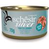 Schesir Silver Cibo Umido per Gatti Anziani - Tonno e Sgombro - 12x70 gr - SFILACCETTI