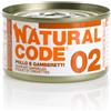 Natural Code Adult Cat Cibo Umido per Gatti - 02-Pollo con Gamberetti - 24x85 gr