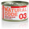 Natural Code Adult Cat Cibo Umido per Gatti - 03-Salmone e Pollo - 24x85 gr