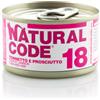 Natural Code Adult Cat Cibo Umido per Gatti - 18-Tonnetto e Prosciutto - 24x85 gr