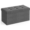 SONGMICS MAZIE Collezione - Cassapanca, Pouf Contenitore da 76 cm, Poggiapiedi Pieghevole, Panca Fondo Letto, Montaggio Facile, per Soggiorno, Camera da Letto, Entrata, Grigio Scuro LSF47K