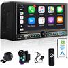 Alondy Autoradio 2 DIN con schermo da 6,8, compatibile con Wireless Apple CarPlay/Android Auto Bluetooth Type-C USB 2.1A ricarica rapida telecamera posteriore AM/FM/RDS radio DSP