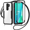 FERLAN Cover per Oppo A9 2020/Oppo A5 2020 con Cordino, 360 Gradi Antiurto Custodia con Protezione Schermo Integrata Trasparente Rugged TPU Bumper Doppia Protettiva Cover per Oppo A9 2020/Oppo A5 2020 -Nero