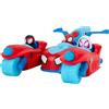 Jazwares Spidey and Friends SNF0271 Spidey & his Amazing Friends Team Split Racer - Veicolo tre in uno da 21,6 cm con freccette, effetti sonori e frasi, multicolore