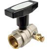 tecuro Valvola a sfera su entrambi i lati filettatura interna Rp 1/2 pollici (DN 15) con svuotamento estrabile, impugnatura a T in alluminio ottone nichelato 37412