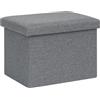 Bonlife Pouf pieghevole in lino con vano portaoggetti, panca imbottita con coperchio, per soggiorno, corridoio, cameretta dei bambini, 42x32x32cm, grigio