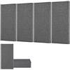 VEVOR Pannelli Acustici Murali Fonoassorbenti Autoadesivi, Pannelli Fonoassorbenti in Fibra di Vetro Bianca 4,36 kg, per Studi, Uffici, Sale Riunioni, 4 Pezzi 600 x 300 x 50 mm, Grigio