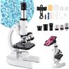 VEVOR Microscopio Monoculare, Kit Microscopio Composto con Ingrandimento Messa a Fuoco 15mm Corpo in Lega di Alluminio, Illuminazione a LED Supporto per Telefono, per Laboratorio, Scuola