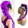 Dsoar Lunga Treccia Viola con Fermaglio a Pinza Extension per Capelli da Cosplay 24 Pollici Trecce Sintetiche Extension per Coda di Cavallo per Costume Cosplay Anime Halloween
