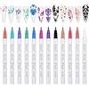 Kalolary 12 Colore 3D Nail Art Pen, Smalto per Penna per Pittura Decorazioni Unghie per Disegno, Penna per Nail Art Fai Da te Graffiti Pen Manicure Bellezza per Halloween Natale (Metallica C)