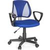 HJH Office 725101 Sedia Girevole per Bambini KIDDY CD Tessuto a rete Blu scuro, Schienale Regolabile in Altezza