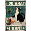 WADORN Cartello In Metallo Divertente con Gatto Nero, 20x30cm Do What I Want Cartello In Metallo per Amanti Dei Gatti, Poster Da Parete Vintage Da Giardino, Decorazione per Casa, Ufficio