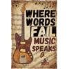WADORN Segnali di Latta Vintage In Metallo con Chitarra Divertente, 20x30cm Quando Le Parole Falliscono La Musica Parla Retro Cartello In Metallo per Musica Amore Citazioni Umoristiche Poster