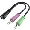 Hama Adattatore Jack da 3,5 mm Presa a 4 PINI - 2 connettori jack da 3,5 mm per il trasferimento di dati e segnali audio analogici (spina sottile, flessibile, 0,15 m)