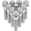QUARKZMAN Dadi Ruota M12x1.5 Argento 10pz Antifurto | Acciaio Zincato, Esagonale, Cono, 45mm Gambo, 13mm Ricevente, 72x17mm Totale, Per Cerchi Lega E Acciaio, Facili Da Montare.