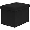 Bonlife Pouf pieghevole in lino con vano portaoggetti, panca imbottita con coperchio, per soggiorno, corridoio, cameretta dei bambini, 42x32x32cm, nero