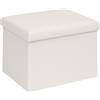 Bonlife Pouf pieghevole in ecopelle rettangolare con vano portaoggetti per soggiorno, corridoio, camera da letto, 42x32x32cm, bianco