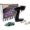 FLYCOLOR Turbo Racing C62 1:76 Scala Drift RC Auto con Gyro Mini Pieno Proporzionale RTR 2.4GHZ Telecomando con 2 Shell Sostituibile Corpo (Grigio verde)