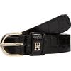 Tommy Hilfiger Donna Cintura Essential Effortless 2,5 con Effetto Coccodrillo, Nero (Black), 135 cm