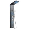 KEOKBON Pannello doccia 5 in 1 con rubinetto senza batteria, set doccia LED tempo doccia e indicatore ℃, doccia a pioggia, doccia a LED, montaggio angolare, pannelli doccia nero, ottone e acciaio inox