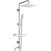 Görbach Colonna Doccia Acciaio Inox senza Miscelatore, Colonna Doccia idromassaggio con Asta Doccia Regolabili e Mensola, Set Doccia a Pioggia con Soffione 20×20 cm Cromo