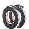 PATIKIL 2Pz Sigillatura Schiuma Nastro 2m/6.6ft Singolo Paraspifferi Nero | 1.5cm Largo 5mm Spessore, Striscia Guarnizione Porta Gommapiuma, per Finestra Isolamento, Adesivo