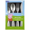 p:os Peppa Pig Set di Posate per Bambini in Acciaio Inox 4 Pezzi - Coltello, Forchetta e Cucchiai con Impugnatura Antiscivolo, Lavabili in Lavastoviglie