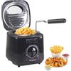 BEPER P101FRI100 Friggitrice elettrica 1L, 850-950W,Cestello in acciaio removibile, Coperchio con oblò, Filtro rimovibile lavabile, Temperatura regolabile, Piedini antiscivolo, Nero