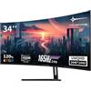Minifire Monitor da gioco curvo 34 UWQHD 165Hz (DP), 3440 x 1440, curvo 1500R, 1 ms (MPRT), 100Hz (HDMI), AMD FreeSync, pannello VA, 2xHDMI 2.1 (TMDS)/1xDP 1.4 porte (cavo DP MFG34C5Q incluso)