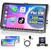 Motorsi Autoradio Motorsi Android 15 per VW Passat B6 Polo Golf 5 6 Skoda Seat Touran Tiguan 9'' 2+64G Autoradio Carplay Android DAB+ GPS WiFi FM/RDS, AHD Telecamera Posteriore Microfono