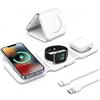 Wowsofty Caricatore Wireless 3 in 1, Caricatore Pieghevole 15W per iPhone 16/15/14/13/12, Apple Watch 10/9/8/7/6/SE e AirPods, Stazione Ricarica Rapida Magnetica con Indicatore LED, Cavo USB-C 1 m
