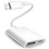 Wahbite Adattatore da Lightning a USB, cavo OTG certificato Apple MFi USB 3.0 per iPhone 14/13/12/11/XS/XR/X/SE/8/7/iPad a USB Flash Drive, fotocamera, tastiera, mouse, hub, MIDI, Plug and Play (USB + Charing