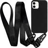 MyGadget Cover per iPhone 12 | 12 Pro - Custodia con Corda TPU Opaca - Case con Cordino Rigida & Resistente con Laccio | Tracolla - Nero