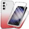 RonRun Cover Samsung Galaxy S25 Transparent Case con Protezione per Schermo Incorporata, Trasparente AntiGraffio Antiurto Doppia Protettiva Custodia per Samsung Galaxy S25 - Rosso