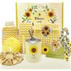 SNAIL GARDEN Kit Regalo Bagno Girasole per Donna - Box Benessere 12 Pezzi con Bicchiere Termico, Guanto & Cappello Seta - Idea Regalo Relax e Coccole