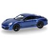 Herpa modellino Porsche 911 (991) Carrera 4S, miniatura in scala 1:87, pezzo da collezione, Made in Germany, modello in plastica, blu zaffiro