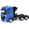 Herpa camion in miniatura Mercedes-Benz Arocs 18 Bigspace trattore 3 assi con gru di carico (6x4), miniatura in scala 1:87, pezzo da collezione, Made in Germany, plastica, blu genziana