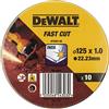DEWALT DISCO HIGH PERFORMANCE TAGLIO INOX - PIATTO - IN SCATOLA DI METALLO - 125mm 1mm - Confezione da 10 pezzi, DT3507-QZ