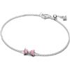 PANDORA Bracciale da donna con fiocco rosa, argento 594234C01, 16 cm, Argento sterling, Zirconia cubica